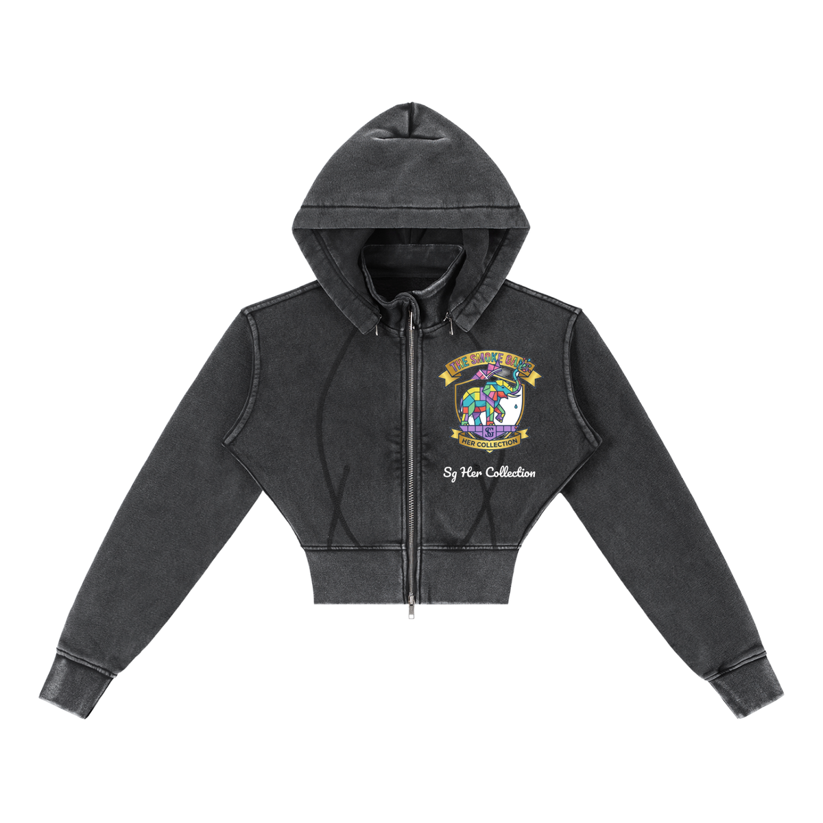 Vintage Washed Cropped Fleece Hoodie