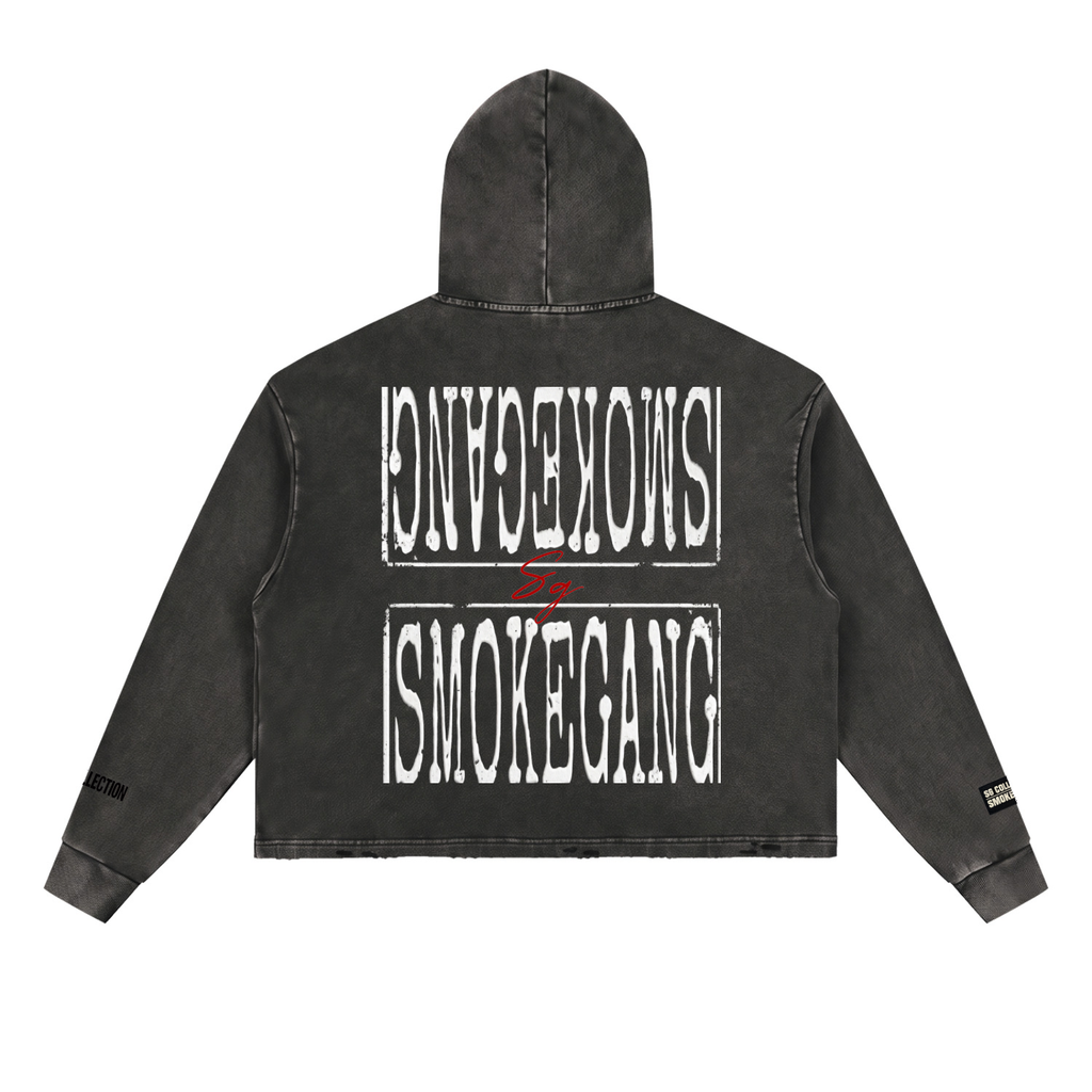 Vintage SG Washed Frayed-Hem Hoodie