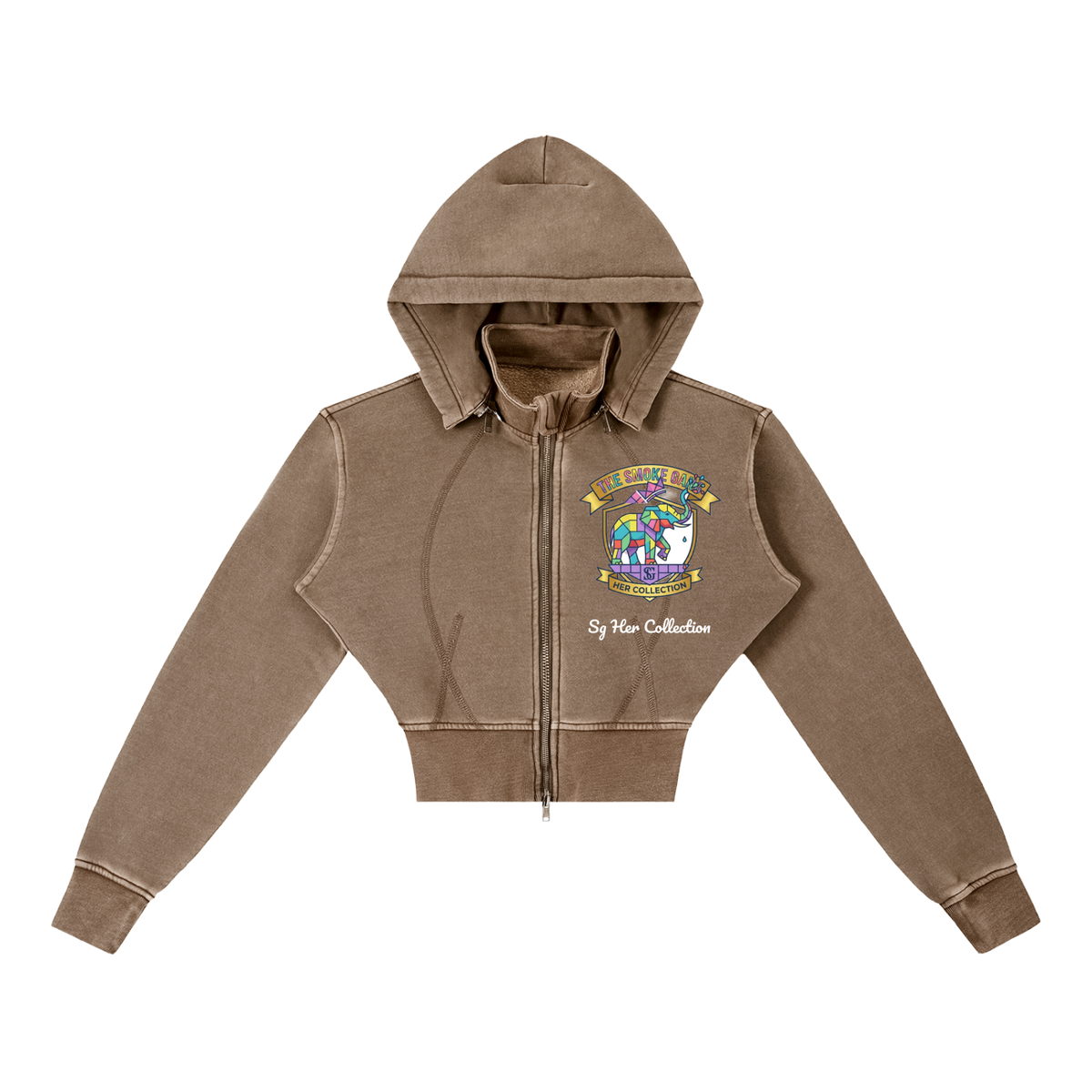 Vintage Washed Cropped Fleece Hoodie
