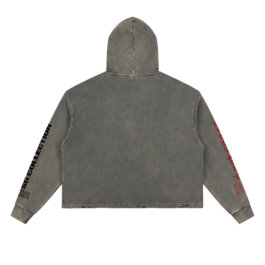 Vintage SG Washed Frayed-Hem Hoodie