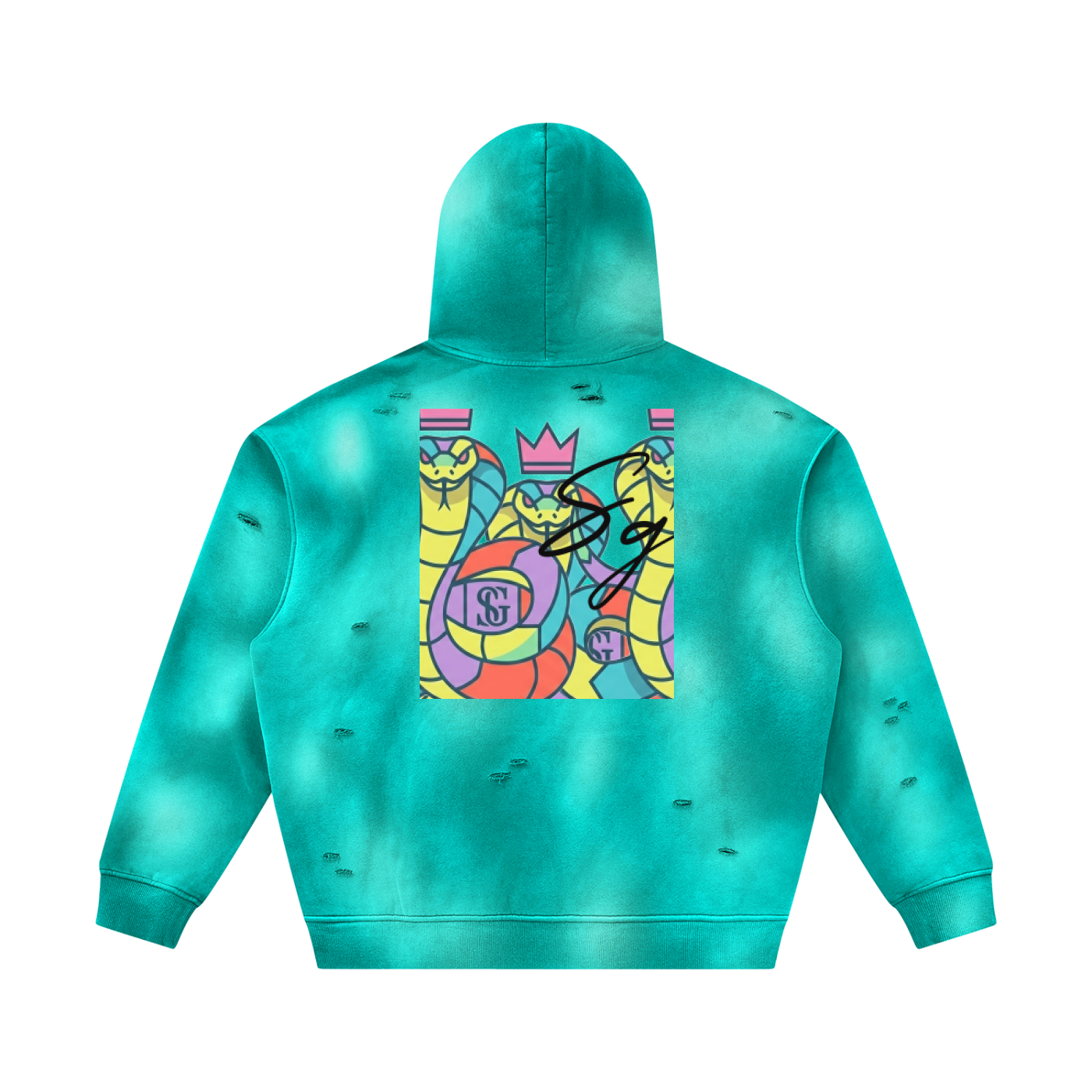 Unisex Sunfade Frayed Fleece Hoodie