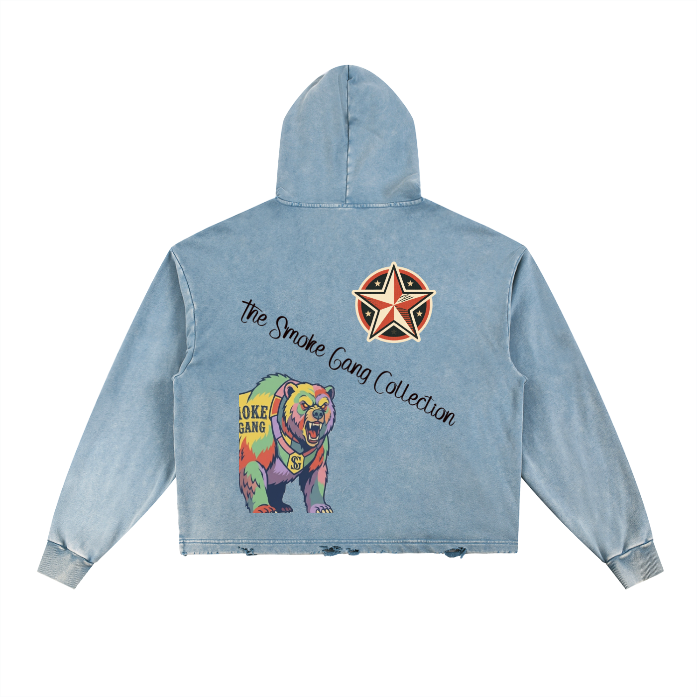 Vintage Washed Frayed-Hem Hoodie