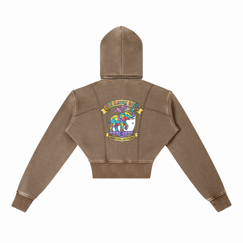 Vintage Washed Cropped Fleece Hoodie