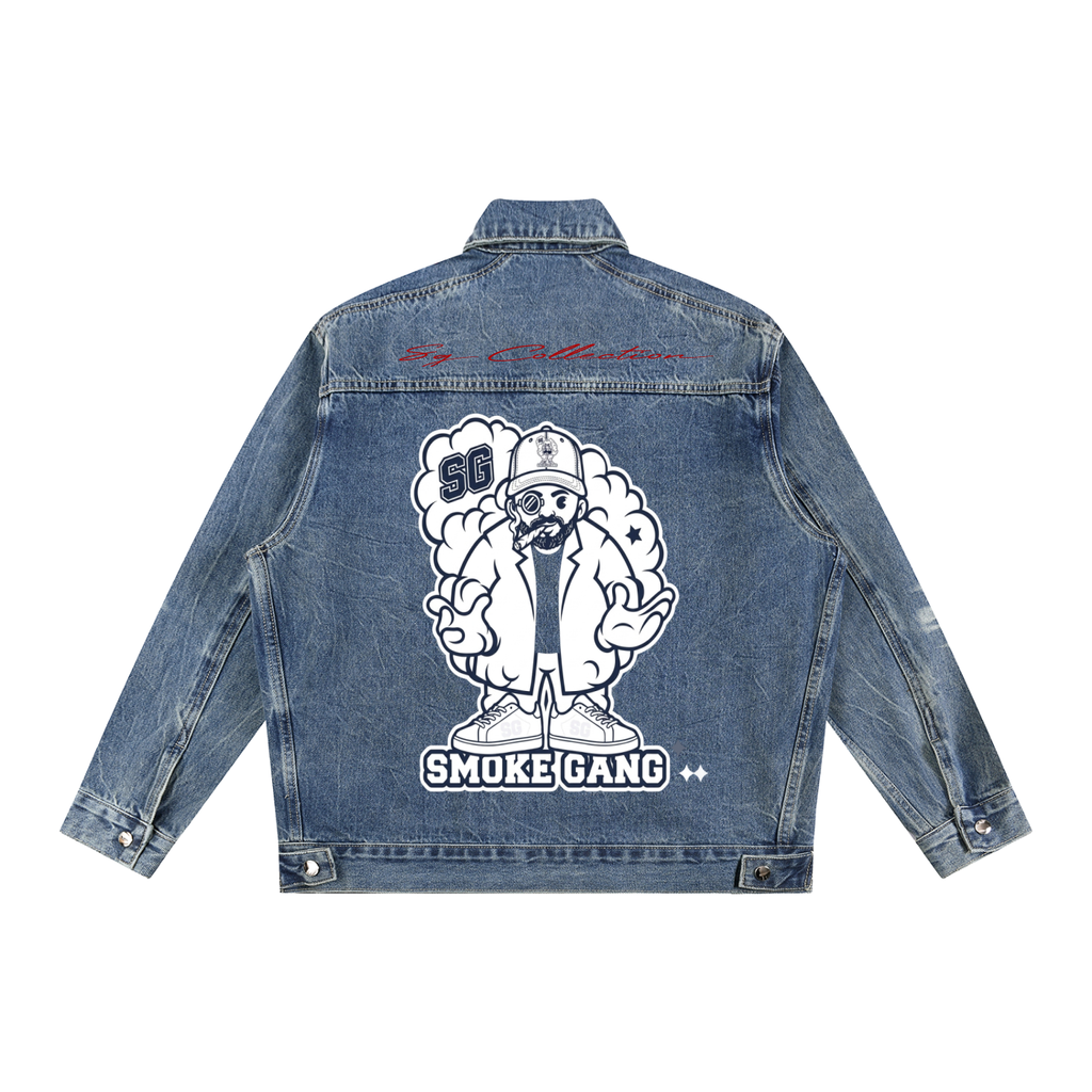 Vintage Wash Zip Up Denim Jacket