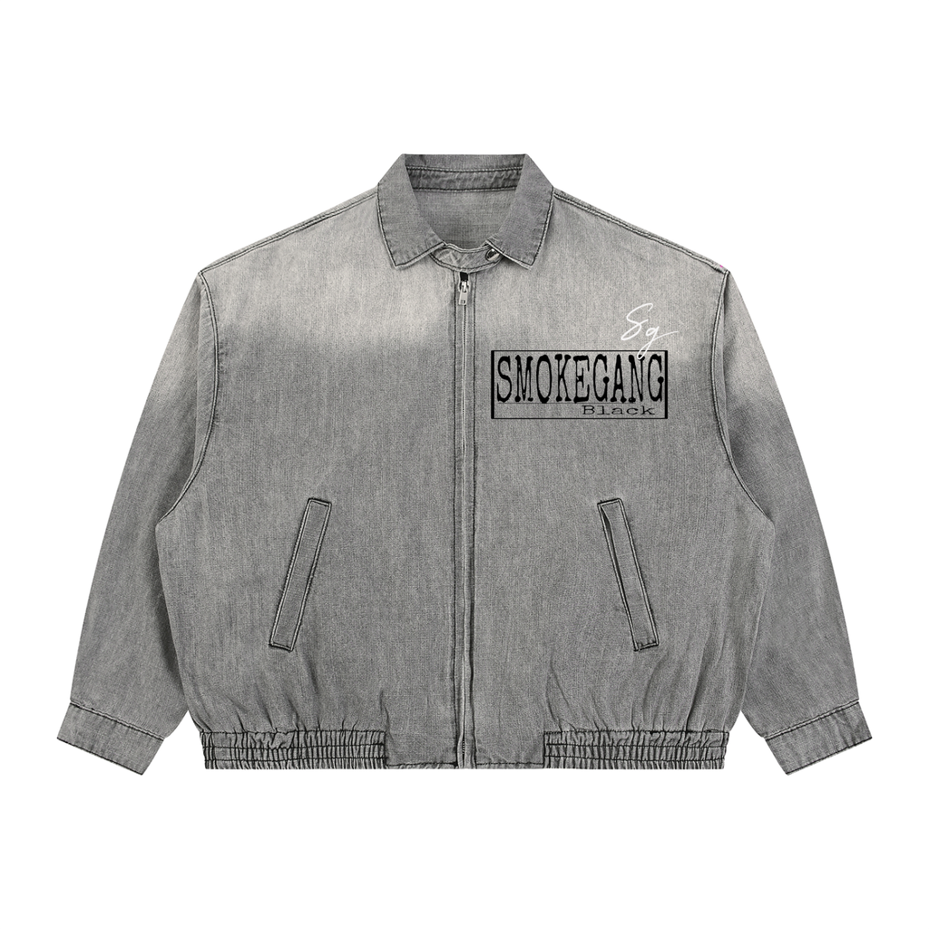Unisex Vintage Wash Full-Zip Denim Jacket