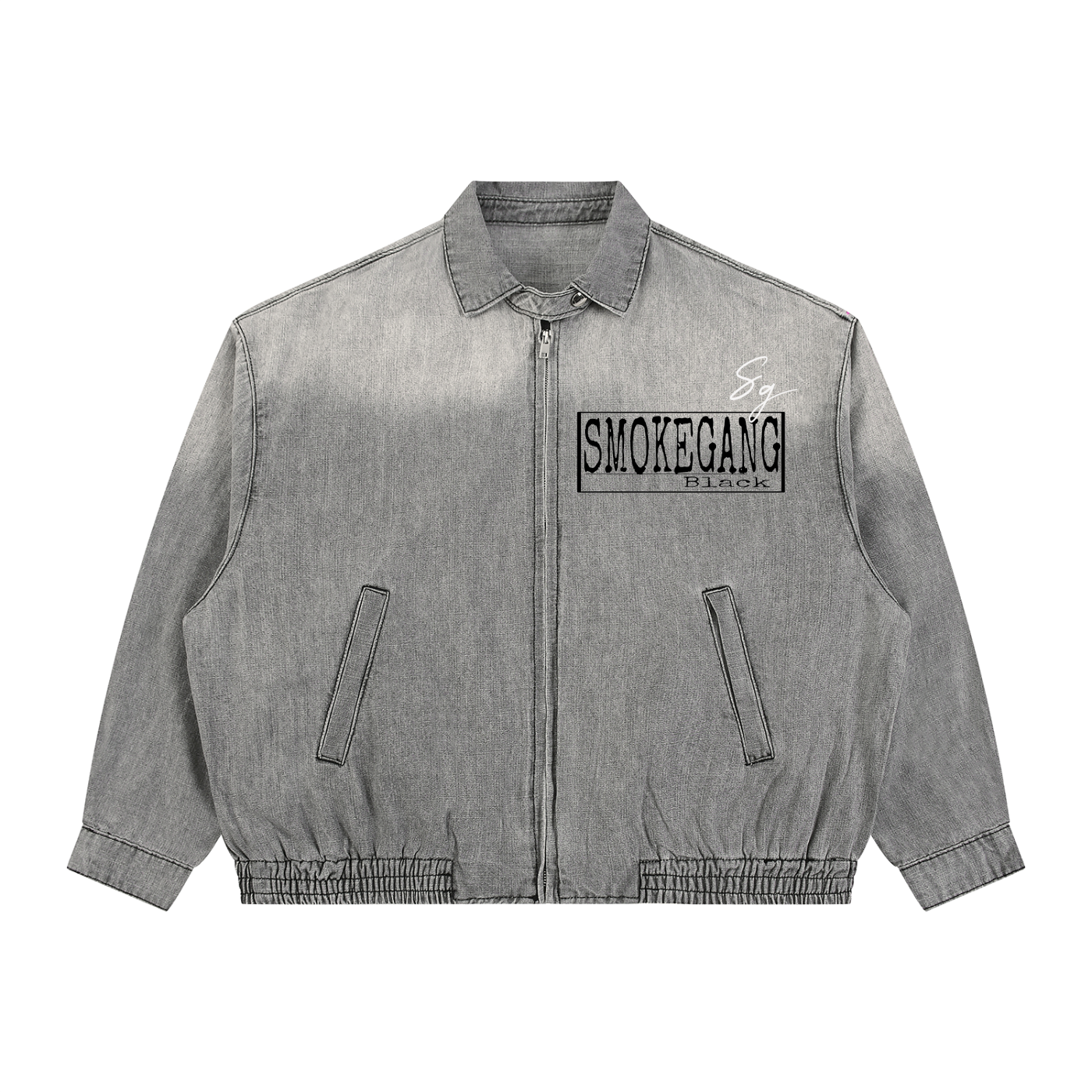 Unisex Vintage Wash Full-Zip Denim Jacket