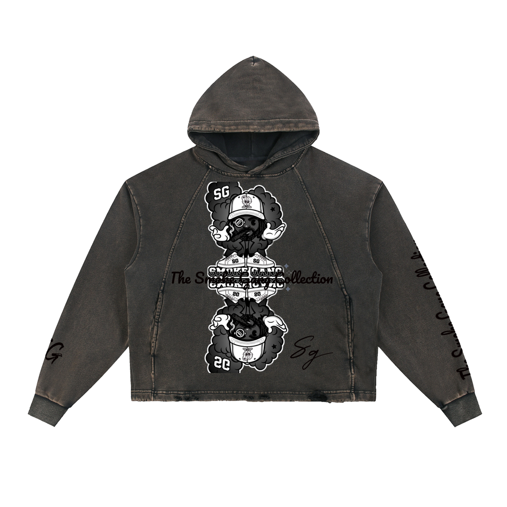 Vintage Washed Frayed-Hem Hoodie