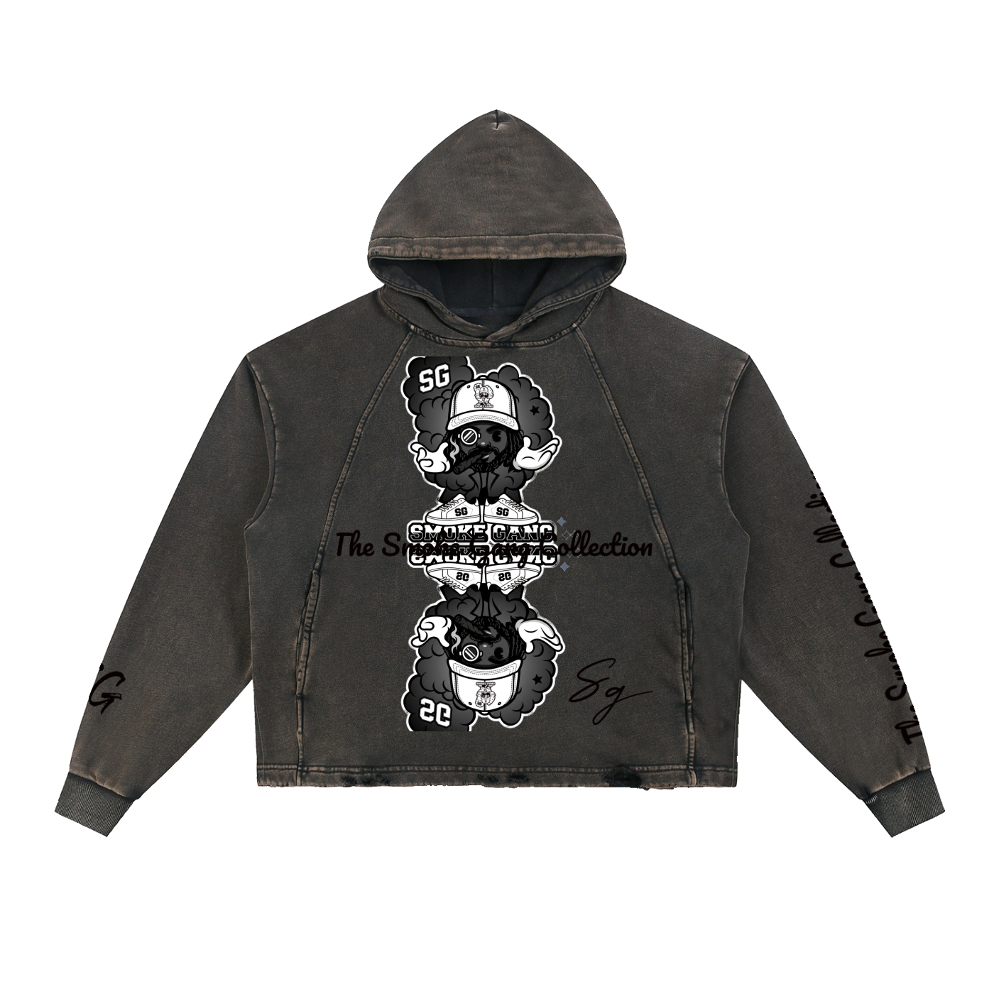Vintage Washed Frayed-Hem Hoodie