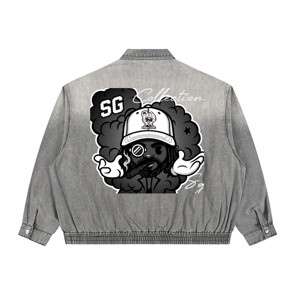 Unisex Vintage Wash Full-Zip Denim Jacket