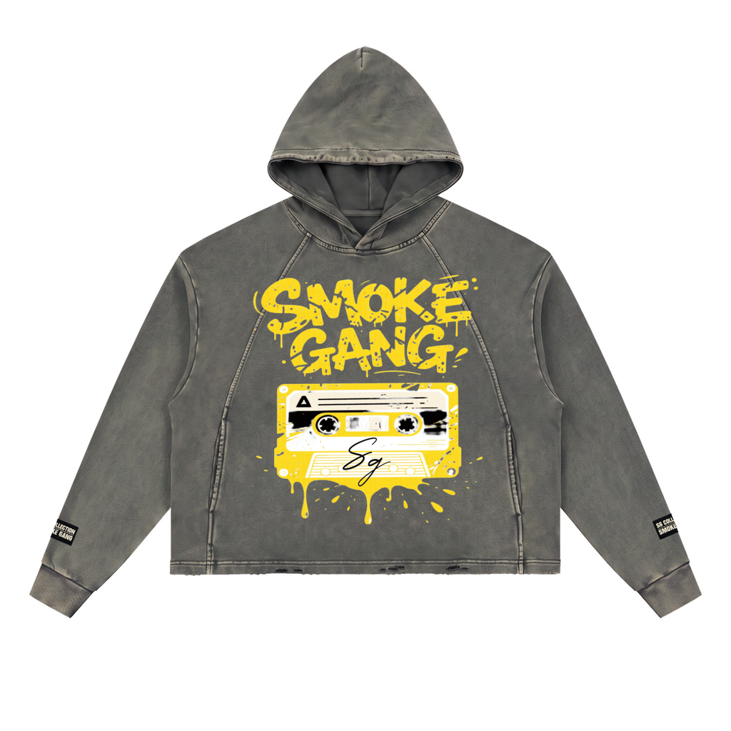 Vintage Washed SG Frayed-Hem Hoodie