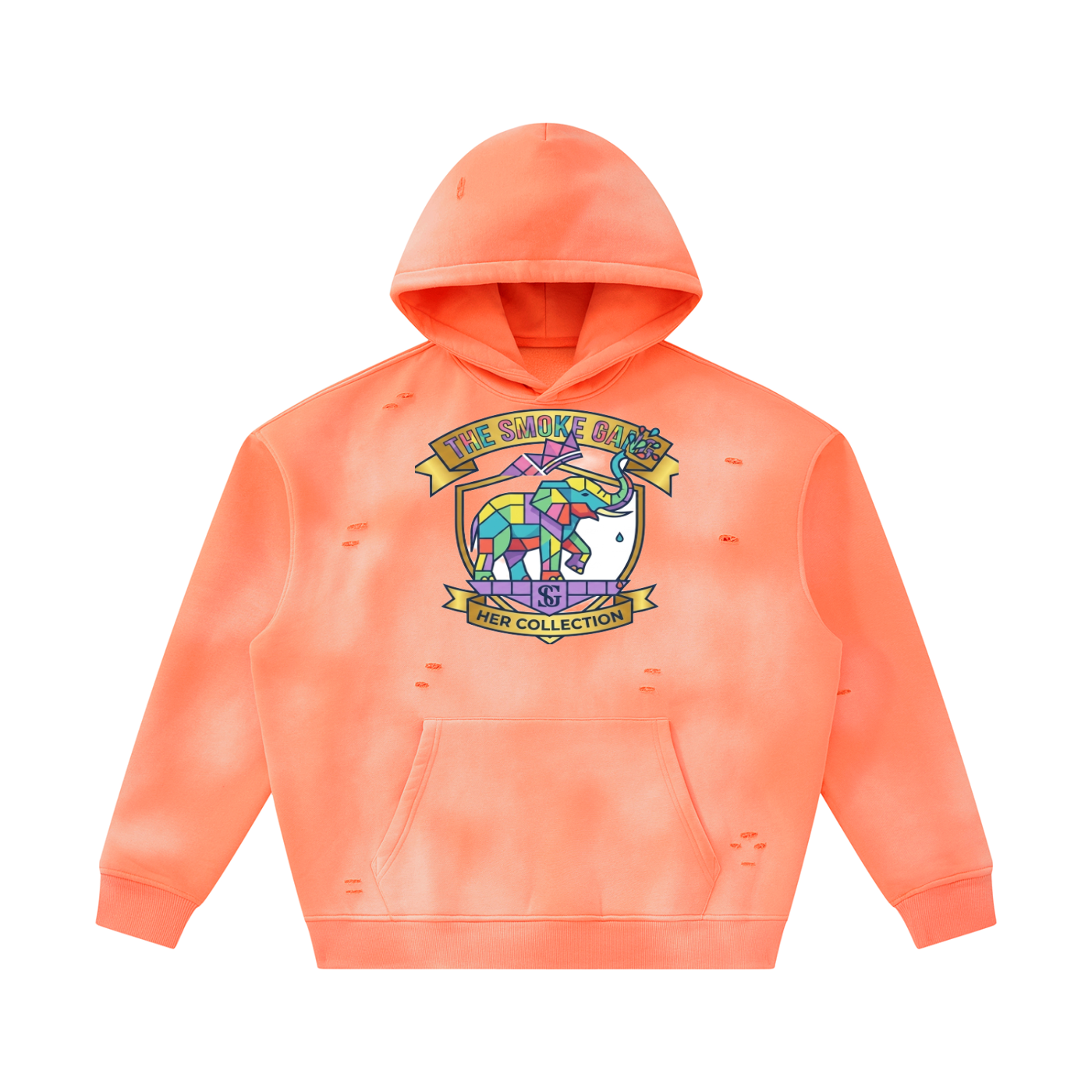 Unisex Sunfade Frayed Fleece Hoodie