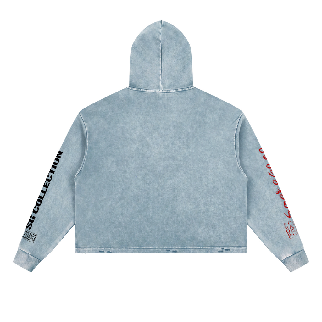 Vintage SG Washed Frayed-Hem Hoodie