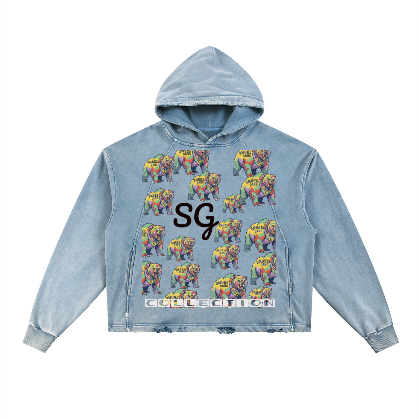 Vintage Washed Frayed-Hem Hoodie