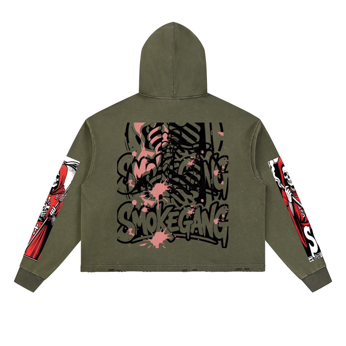 Vintage Washed SG Frayed-Hem Hoodie