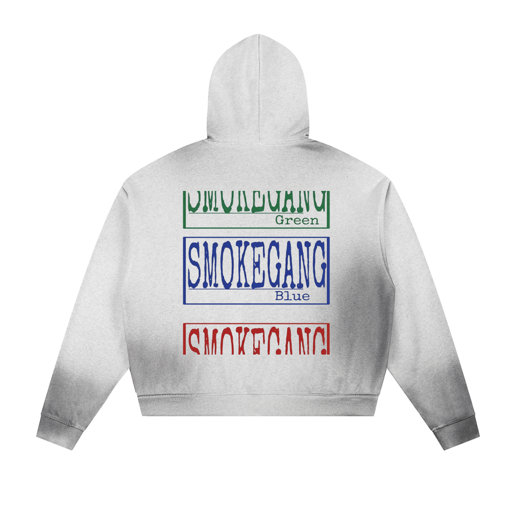 Sun Fade Frayed Raw Edge Fleece Zip Hoodie