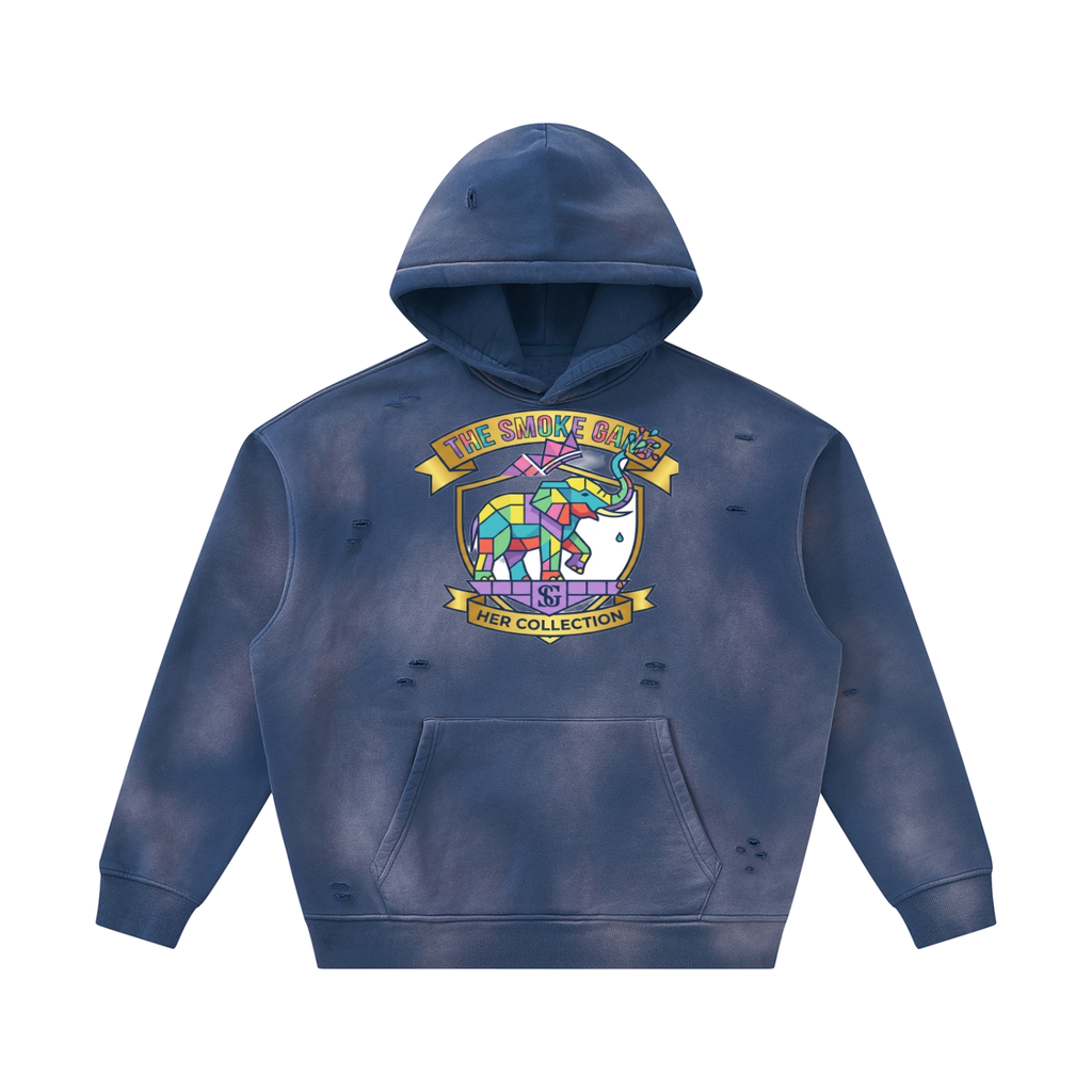 Unisex Sunfade Frayed Fleece Hoodie