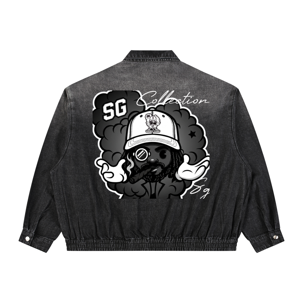 Unisex Vintage Wash Full-Zip Denim Jacket