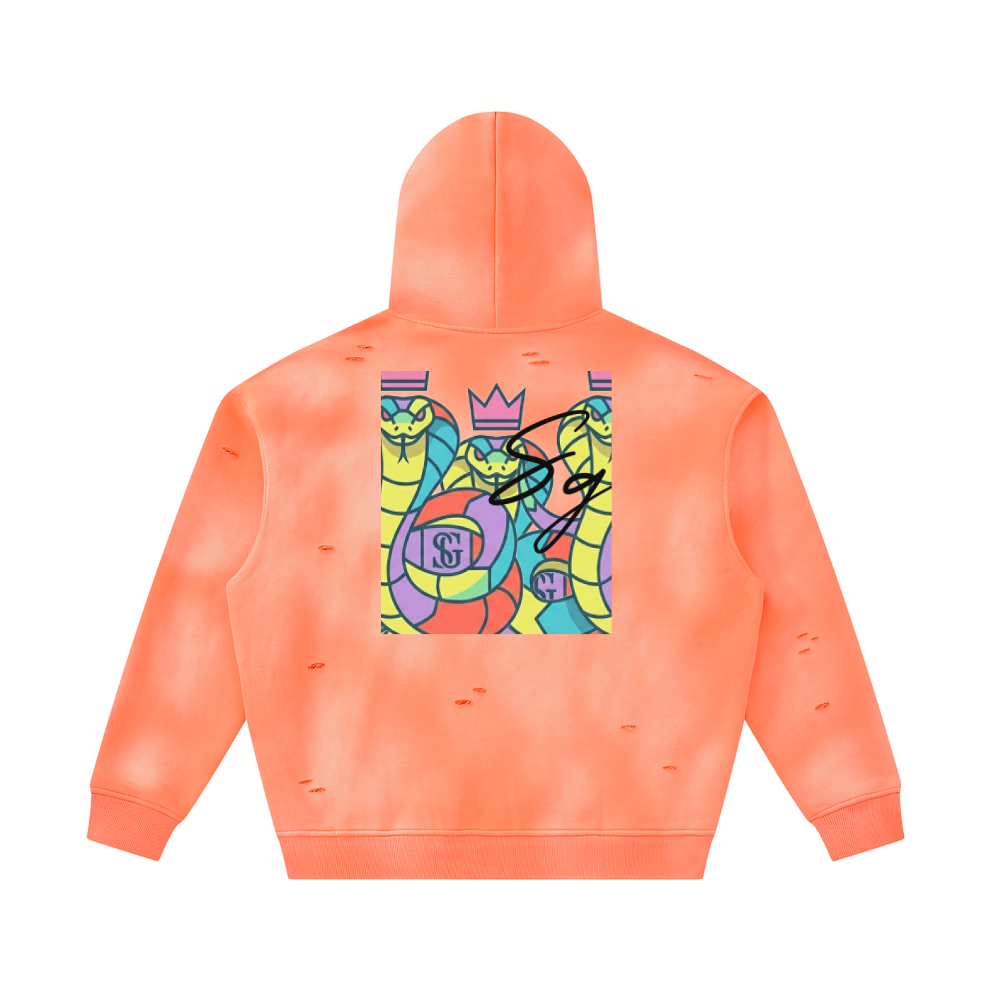 Unisex Sunfade Frayed Fleece Hoodie