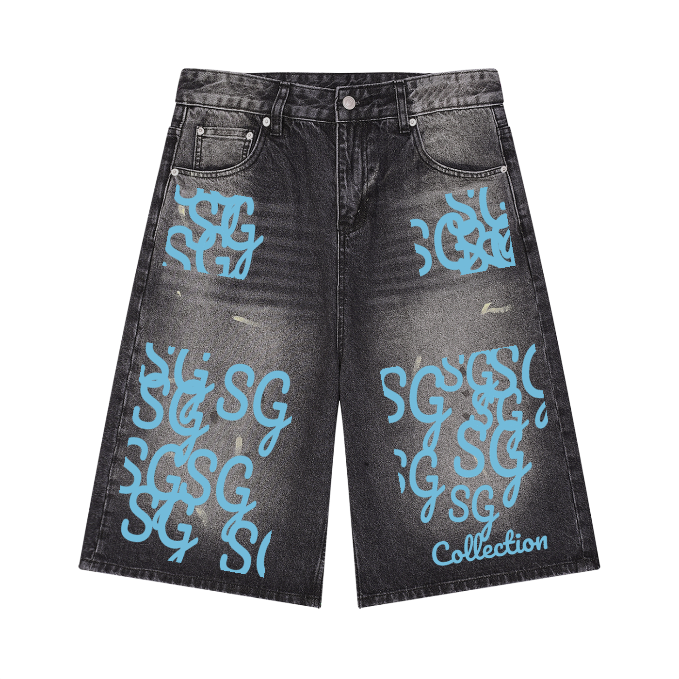 Men’s Vintage Wash Wide Leg Denim Shorts