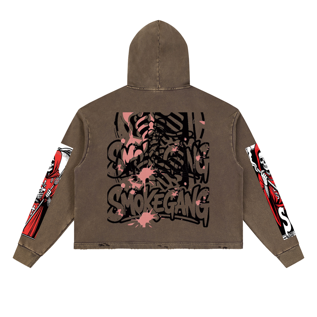 Vintage Washed SG Frayed-Hem Hoodie