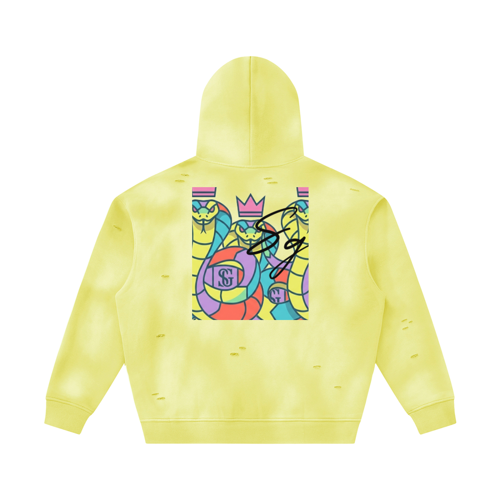 Unisex Sunfade Frayed Fleece Hoodie