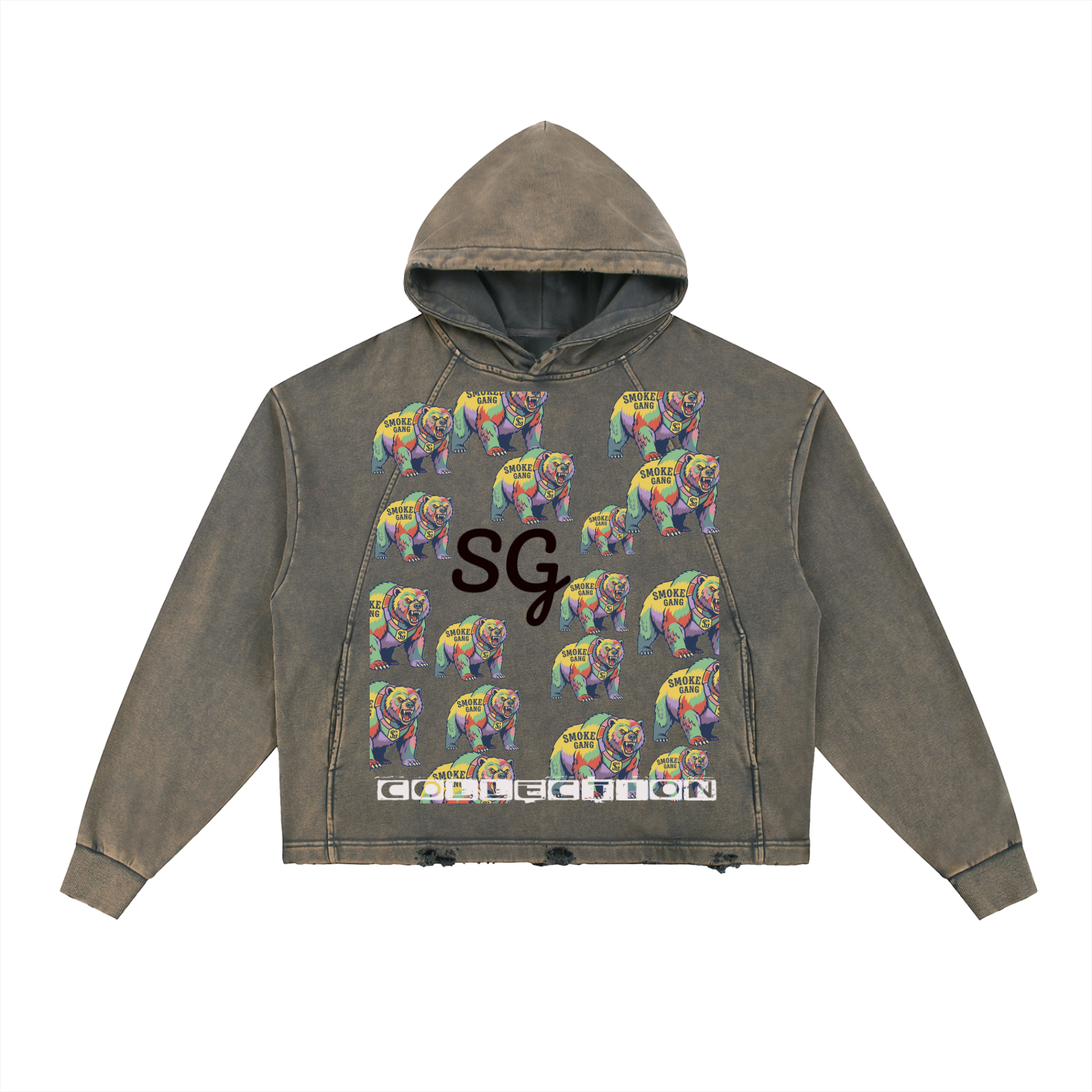 Vintage Washed Frayed-Hem Hoodie