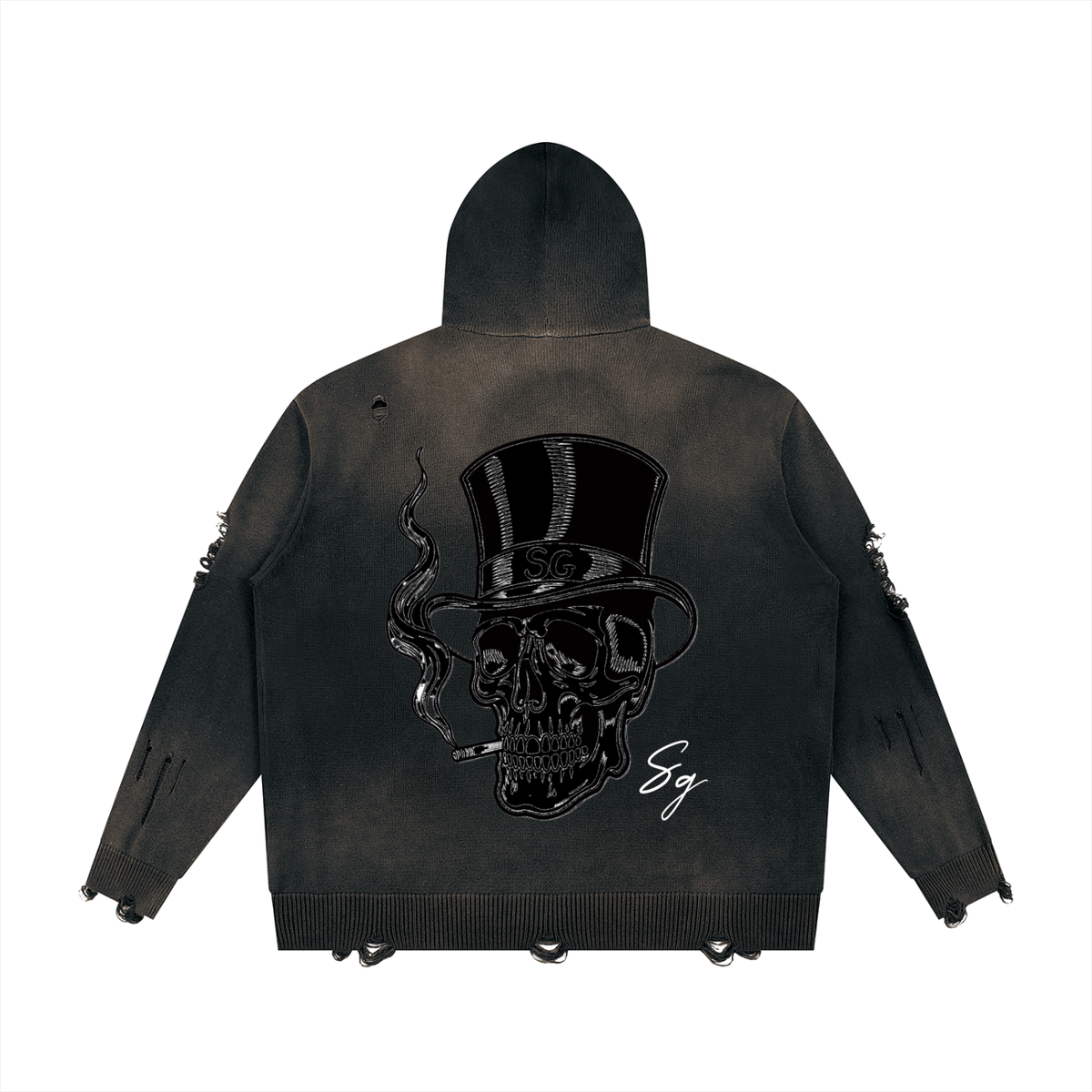 Sg Collection Unisex Distressed Full Zip Sweater