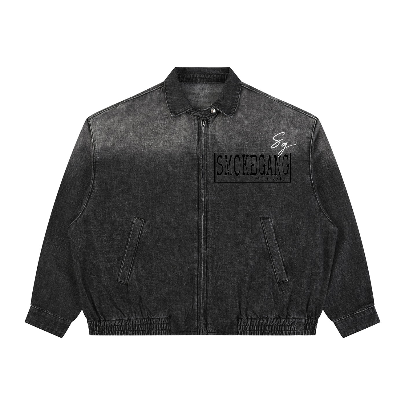 Unisex Vintage Wash Full-Zip Denim Jacket