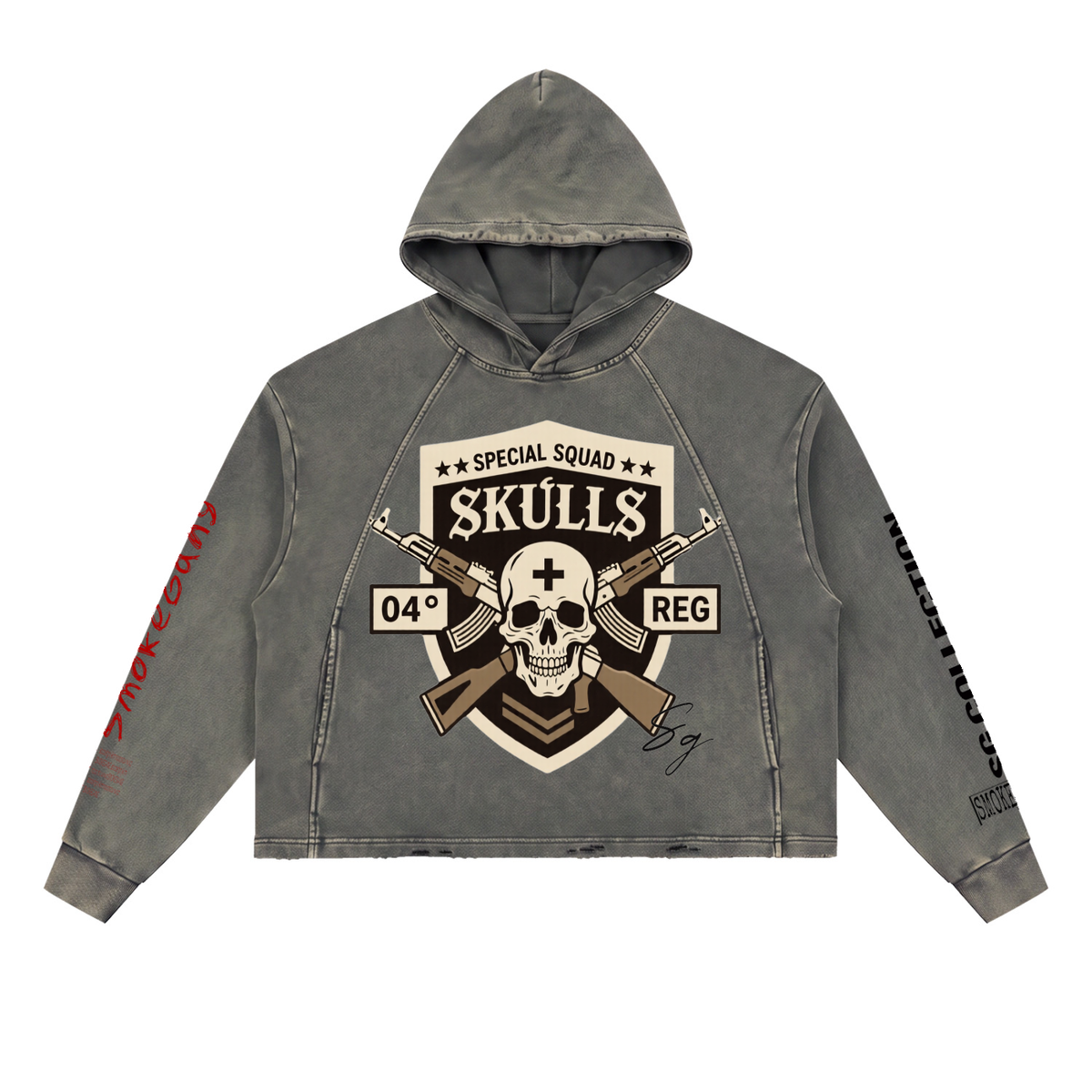 Vintage SG Washed Frayed-Hem Hoodie