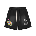 Sun Fade Raw Edge Cotton Shorts
