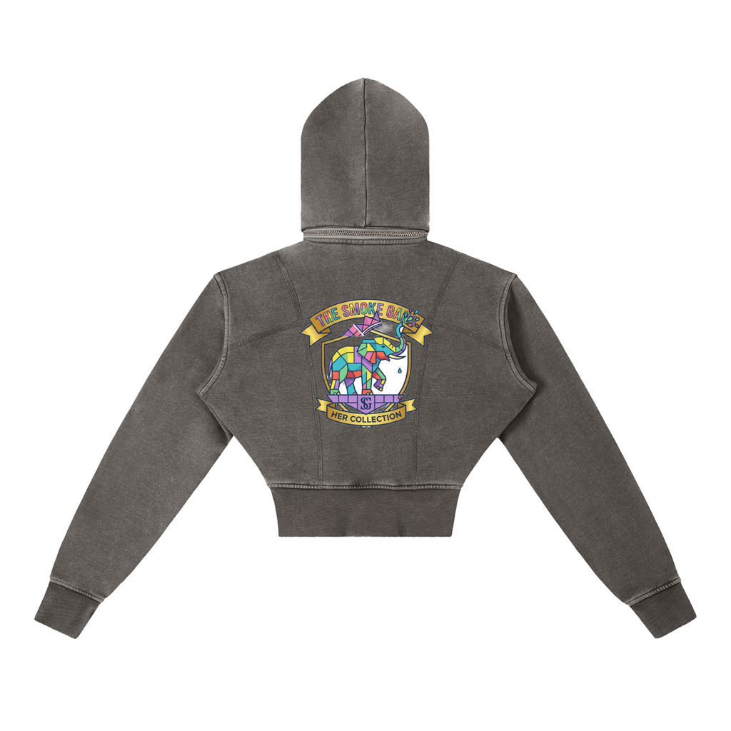 Vintage Washed Cropped Fleece Hoodie