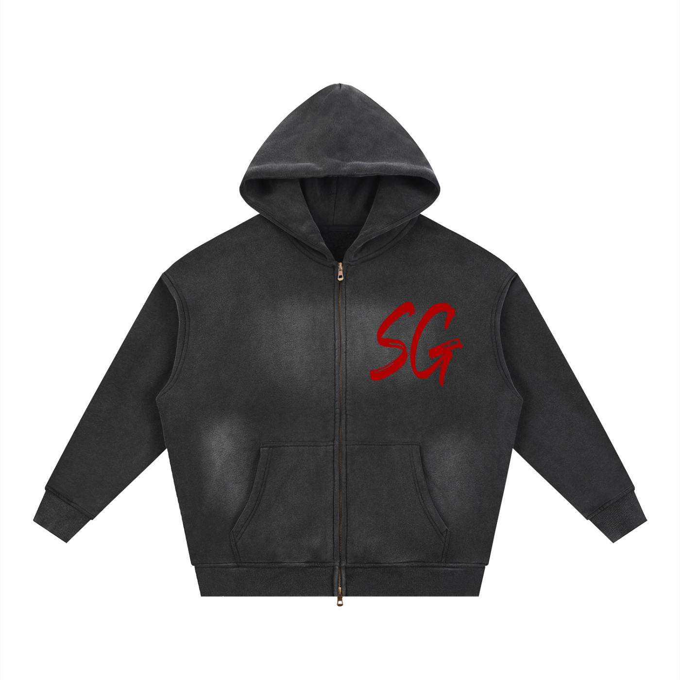 Sunfade Two-way Zipper Boxy Fleece Hoodie