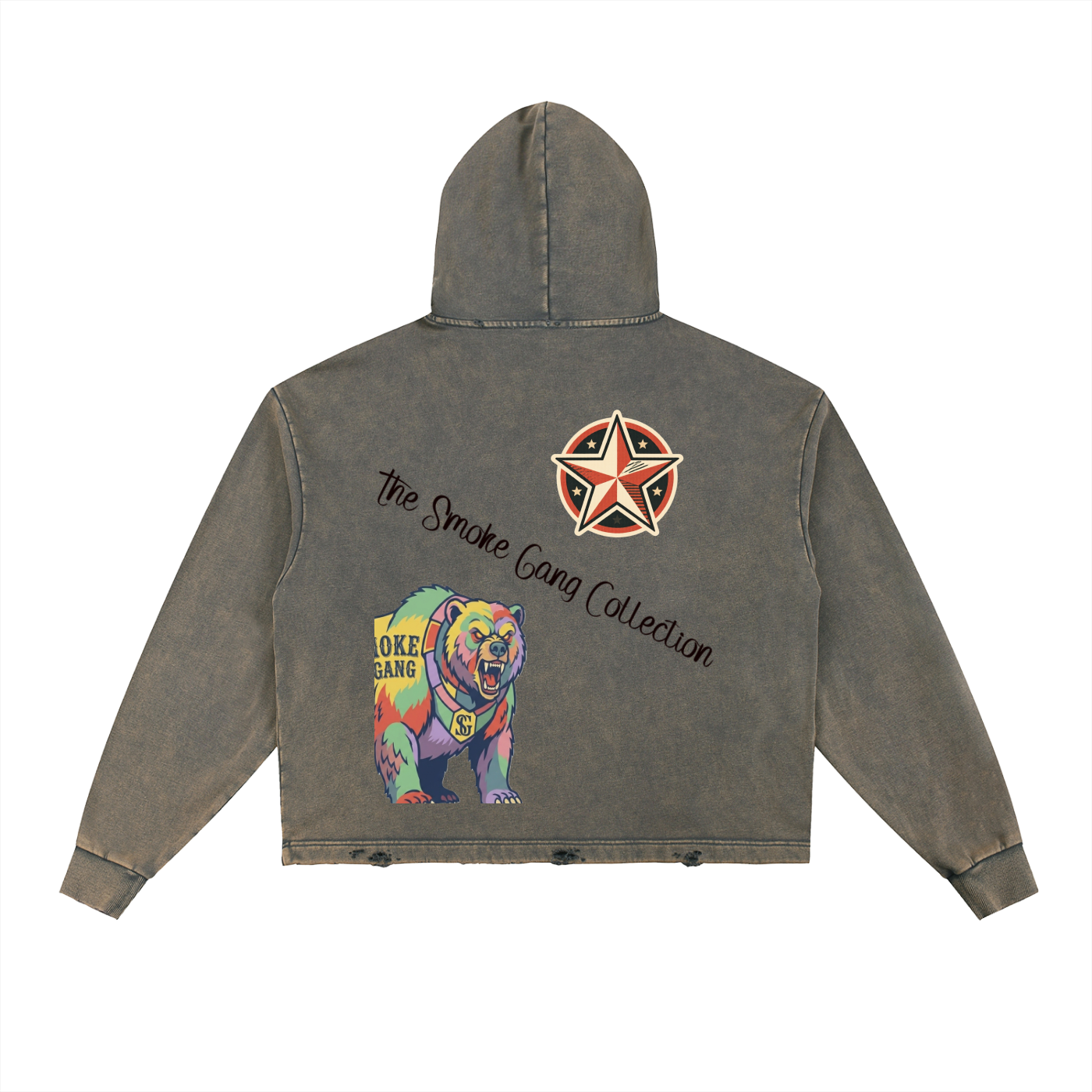 Vintage Washed Frayed-Hem Hoodie