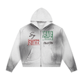 Sun Fade Frayed Raw Edge Fleece Zip Hoodie